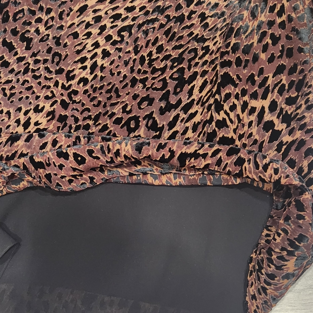 ELIE TAHARI Noelle Top Leopard Print Velvet Burnout Puff Sleeve Blouse Brown - Picture 5 of 7